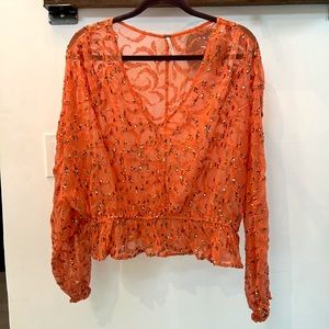 FREE PEOPLE SEQUIN SHEER TOP